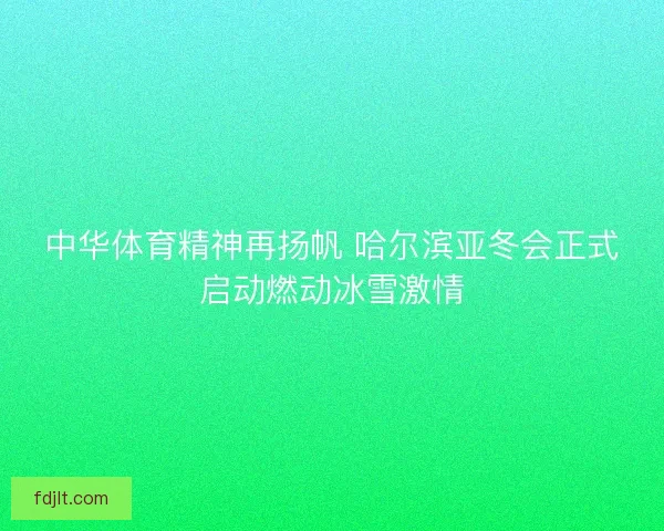 中华体育精神再扬帆 哈尔滨亚冬会正式启动燃动冰雪激情
